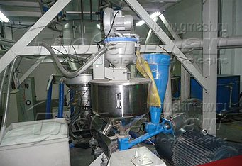 Дробилка кромки пленки с пневмотранспортом